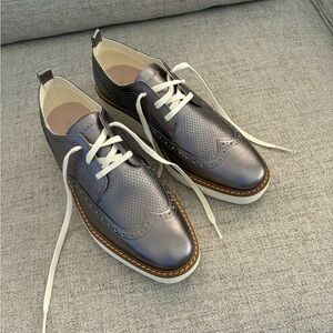 Cole Haan Metallic Gray Leather saddle shoes
